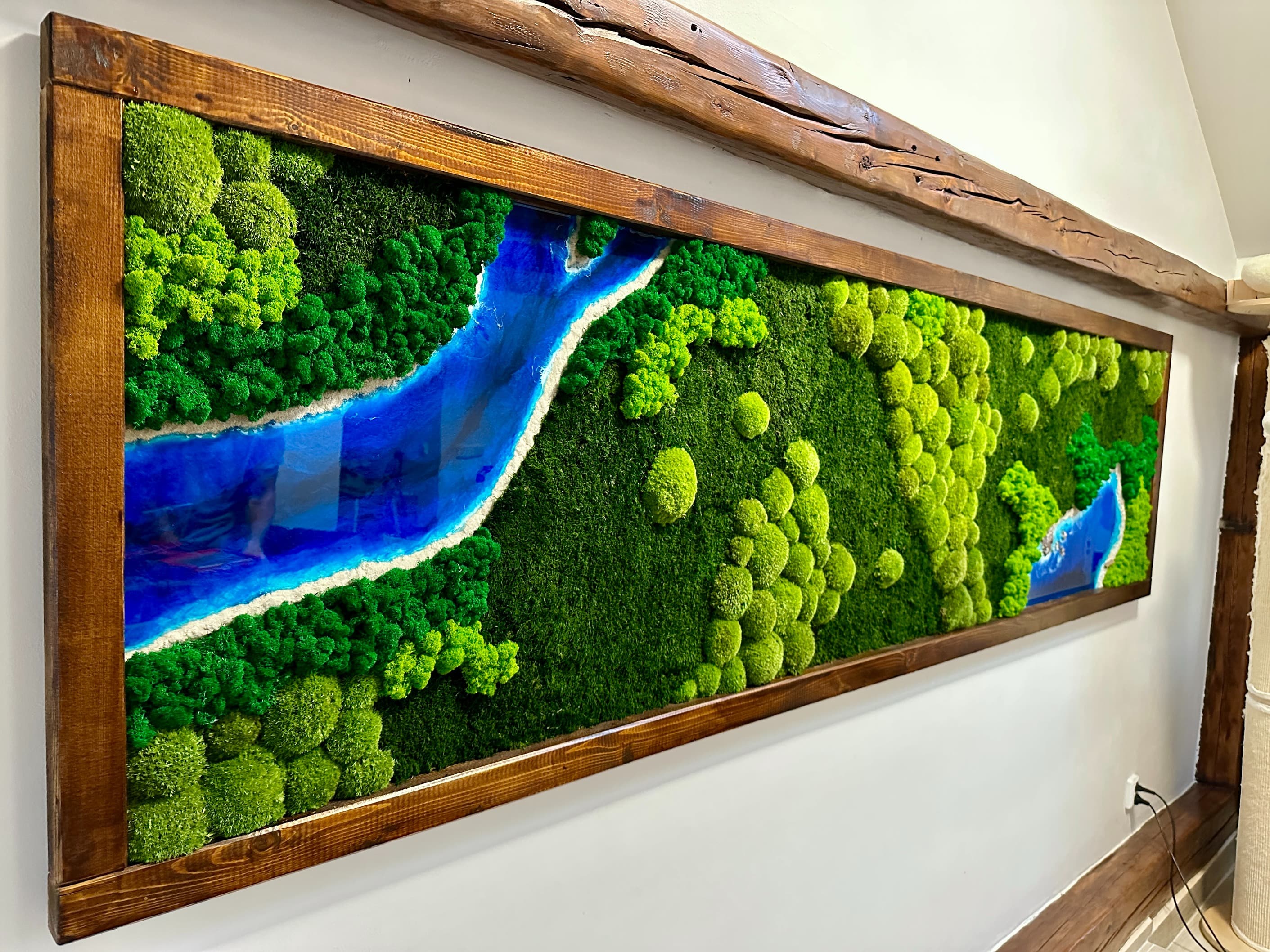 Mechový obraz long epoxid řeka a jezero  1